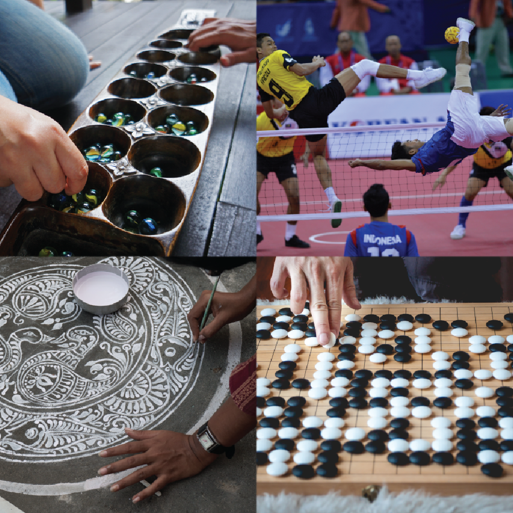 math, congkak, go, sepak takraw, kolam